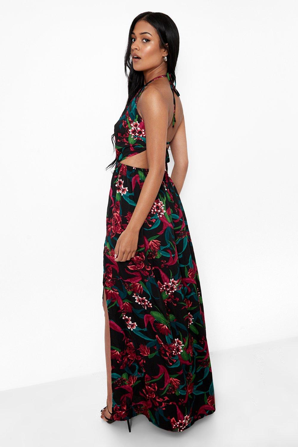 Tall Backless Tropical Maxi Dress